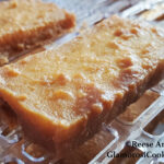 This photo shows the completed recipe for Tofu Jerky with Peanut Sauce - Dehydrator Method by Reese Amorosi for GlamorosiCooks.com. There is a rectangular piece of tofu that has been marinated in peanut sauce and then dried in a dehydrator - it is still in the appliance and the slotted drying trays are visible.